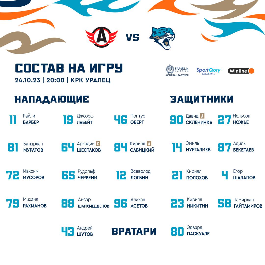 «Барыс» назвал состав на игру с «Автомобилистом»